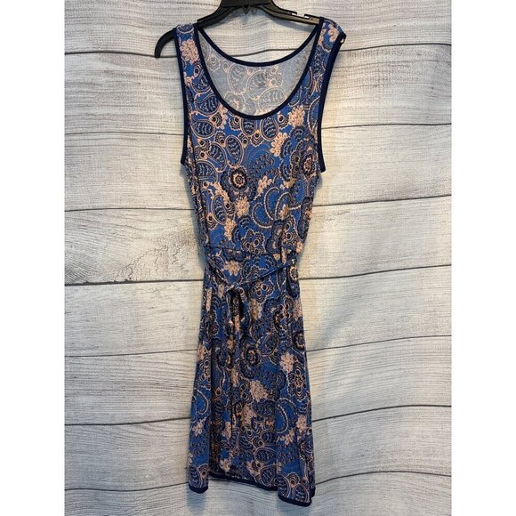 A.N.A Sleeveless Blue & Peach Paisley Dress 1X - Picture 1 of 4